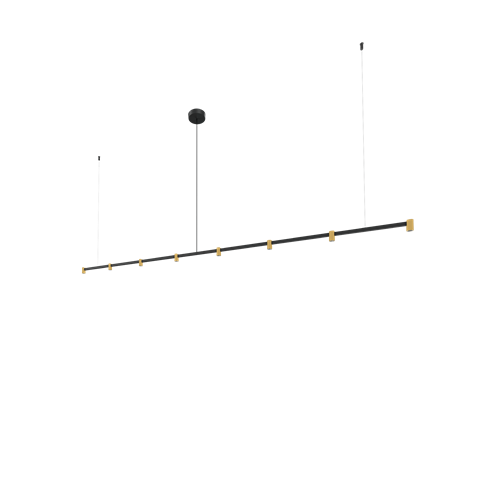 Wever & Ducré+TRACE CHANDELIER 3.0 LED 15W 1440lm 2700K CRI>90 30°, hämardatav phase-cut, rippvalgusti, matt must/šampanja